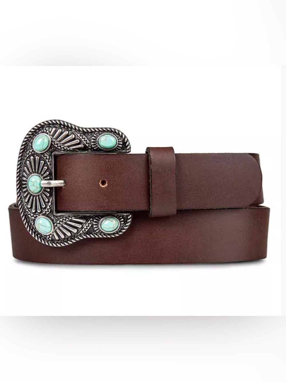 Lucky Brand Turquoise Western Buckle Belt Sz L